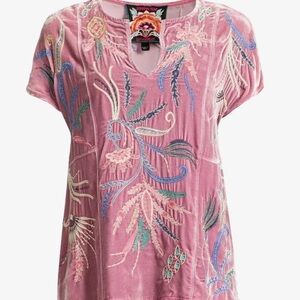 Johnny Was Pink Embroidered Boho Top - Women’s Medium - NWOT - Floral Festival